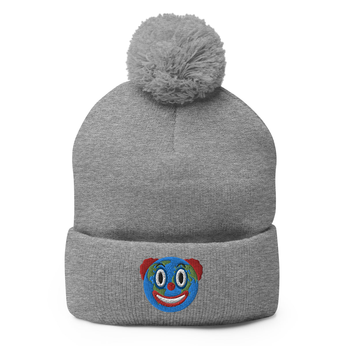 Clown World Embroidered Pom-Pom Beanie