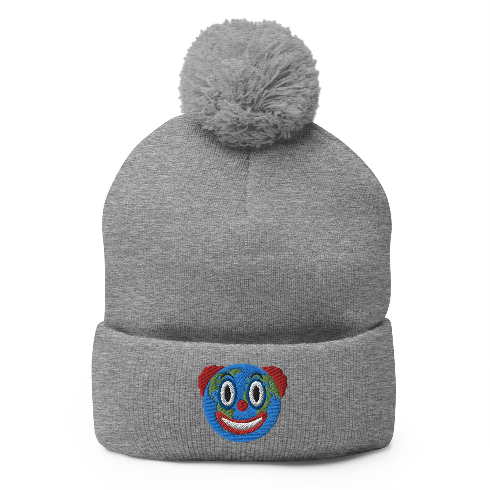 Clown World Embroidered Pom-Pom Beanie