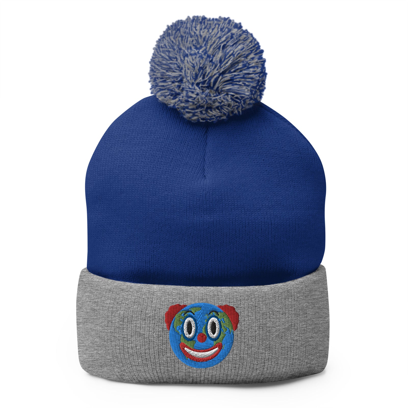 Clown World Embroidered Pom-Pom Beanie