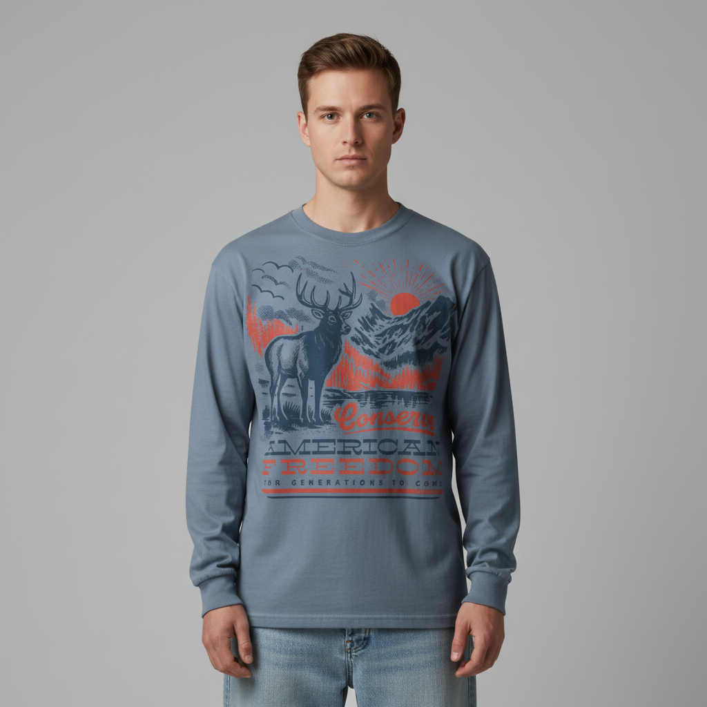 Conserve American Freedom Graphic Garment-dyed Heavyweight Long-sleeve Shirt