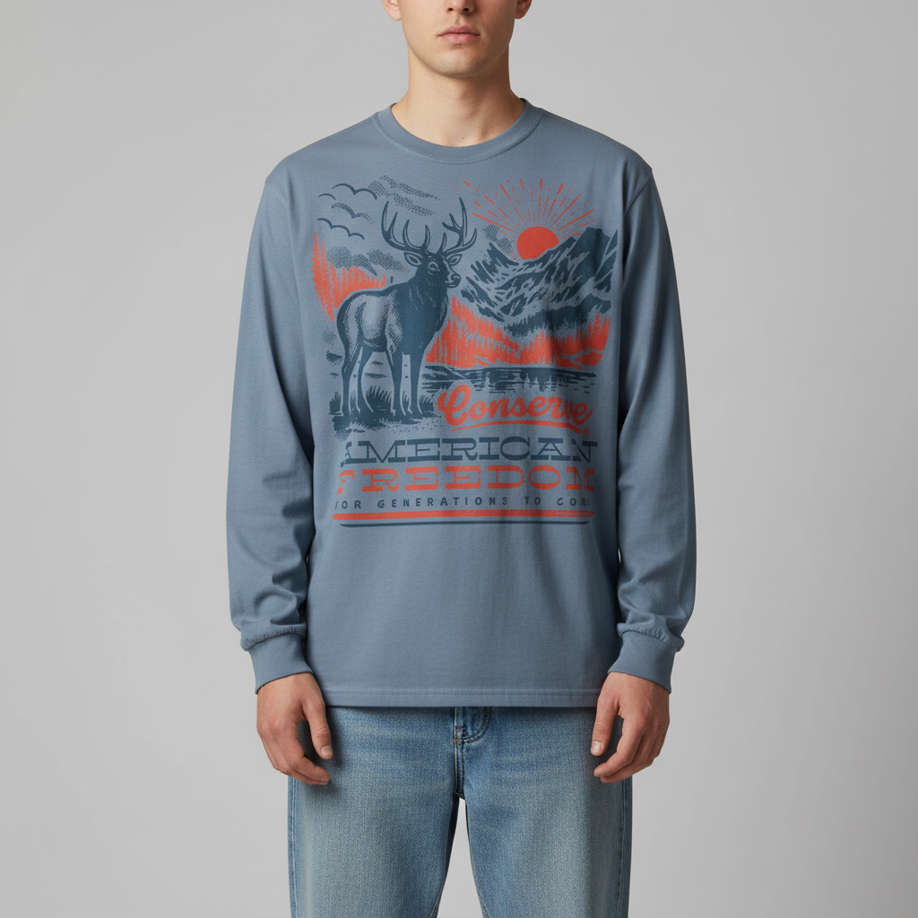 Conserve American Freedom Graphic Garment-dyed Heavyweight Long-sleeve Shirt