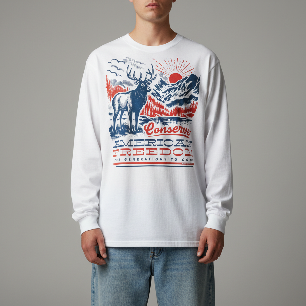 Conserve American Freedom Graphic Garment-dyed Heavyweight Long-sleeve Shirt
