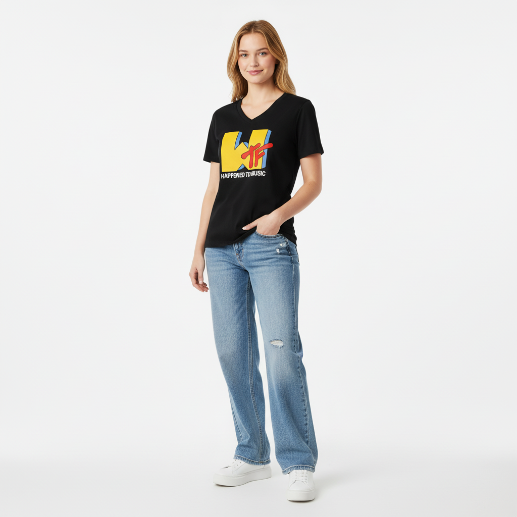 WTF Happened To Music Women’s Relaxed V-neck T-shirt