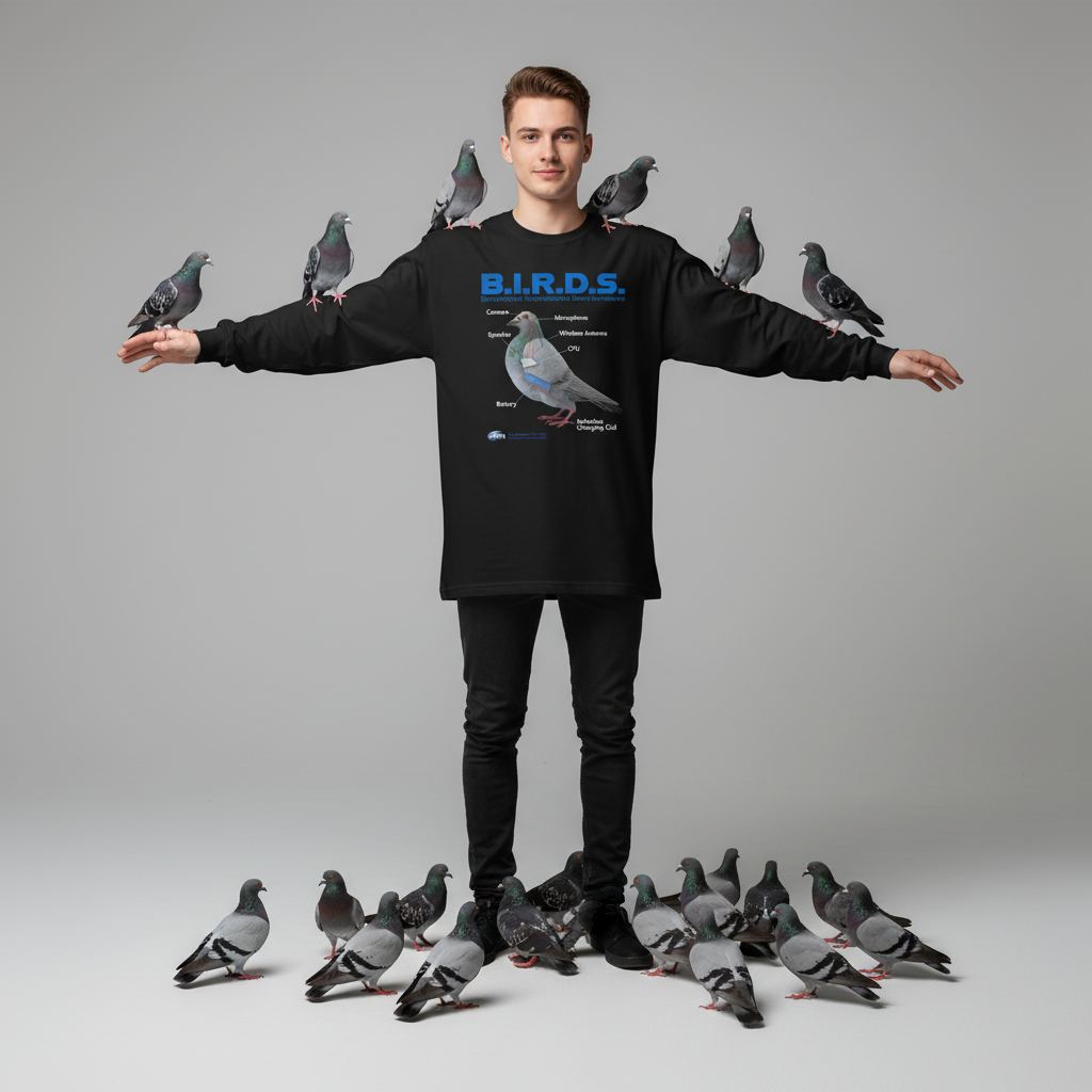 B.I.R.D.S. Biomechanical Reconnaissance Drone Surveillance Garment-dyed Heavyweight Long-sleeve Shirt