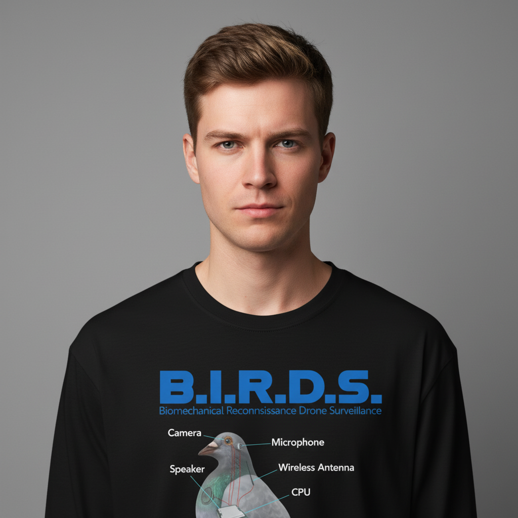 B.I.R.D.S. Biomechanical Reconnaissance Drone Surveillance Garment-dyed Heavyweight Long-sleeve Shirt