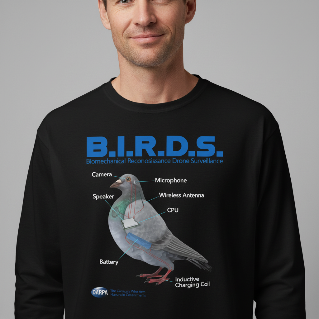 B.I.R.D.S. Biomechanical Reconnaissance Drone Surveillance Garment-dyed Heavyweight Long-sleeve Shirt