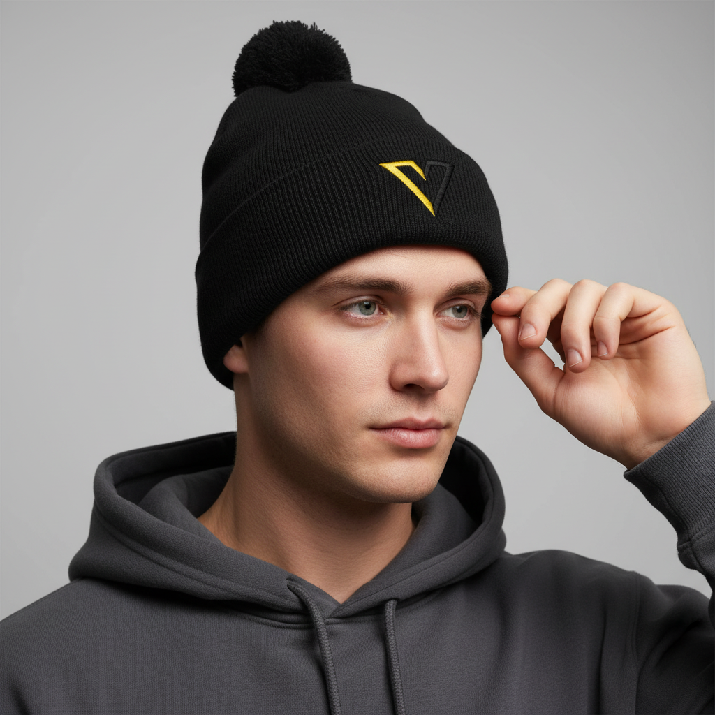  Voluntaryist V 3D Embroidered Pom Pom Beanie
