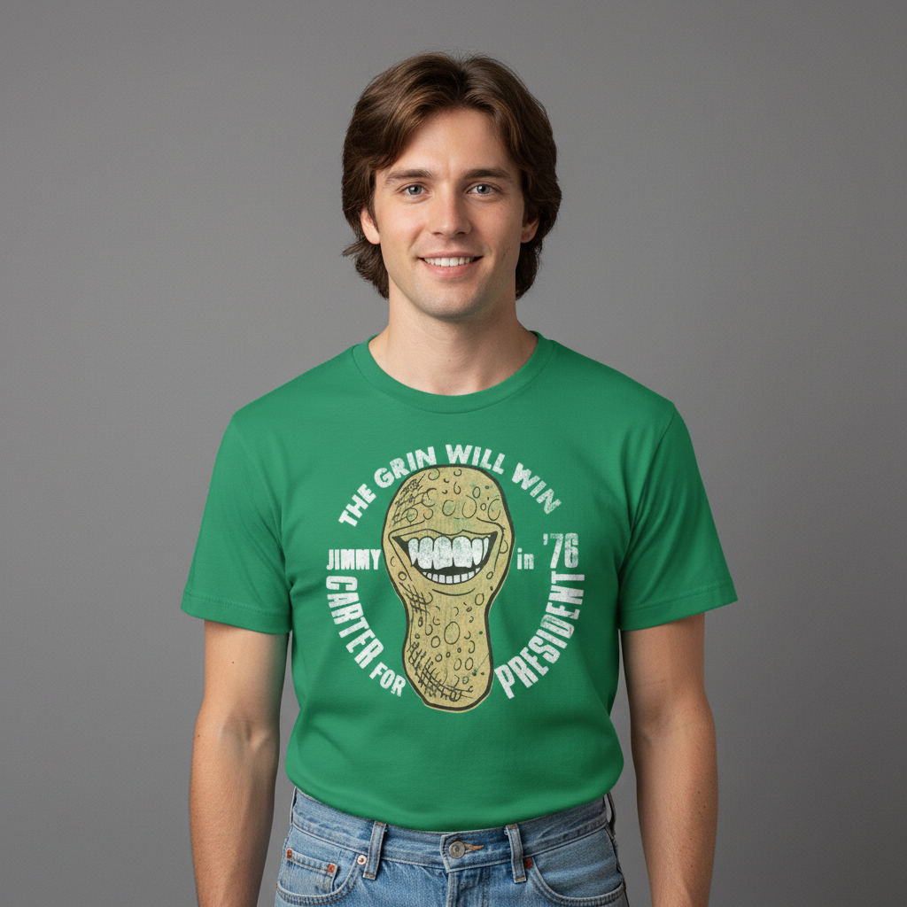 The Grin Will Win 1976 Jimmy Carter Campaign T-Shirt