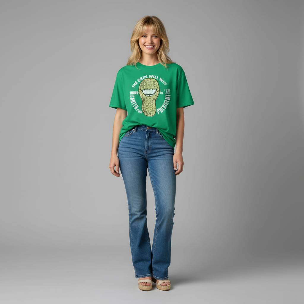 The Grin Will Win 1976 Jimmy Carter Campaign T-Shirt