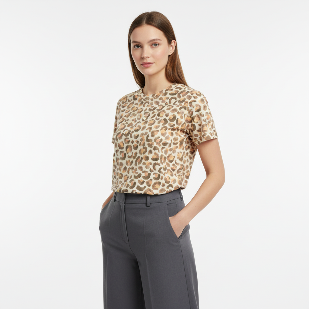 Sweet Spot Tee Leopard Pattern Women’s Cotton Crewneck