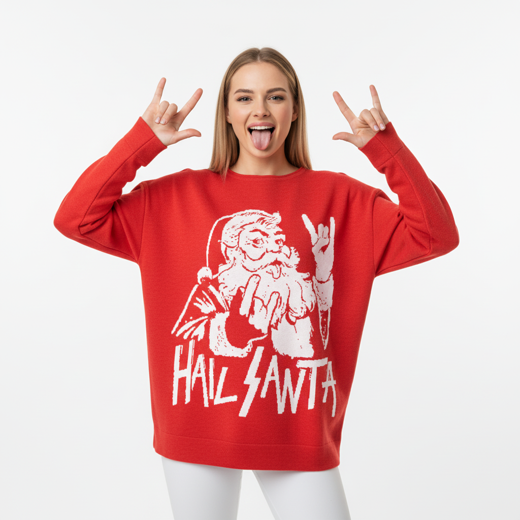 Hail Santa Women’s straight bottom knitted sweater