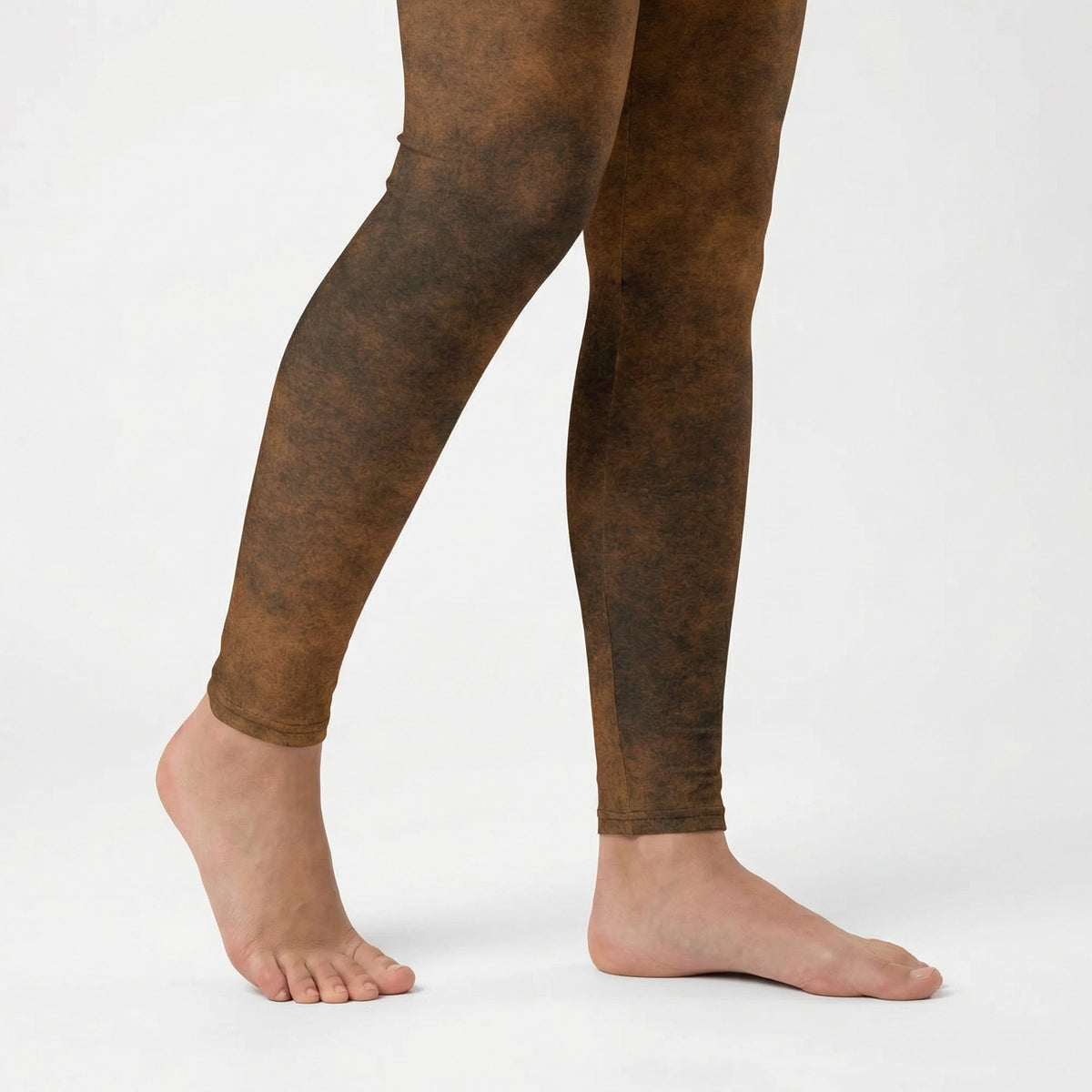 Distressed Brown Faux Leather Leggings