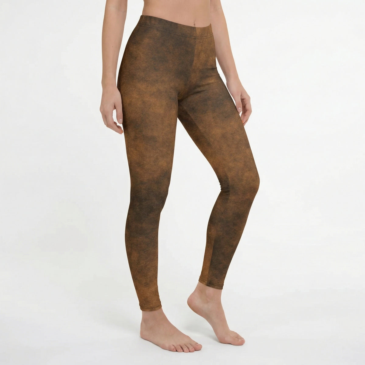 Distressed Brown Faux Leather Leggings