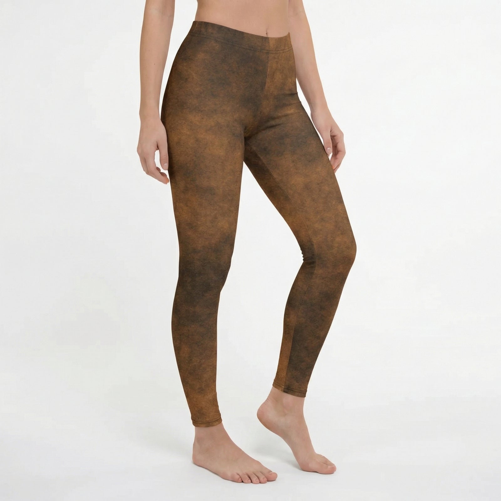 Distressed Brown Faux Leather Leggings