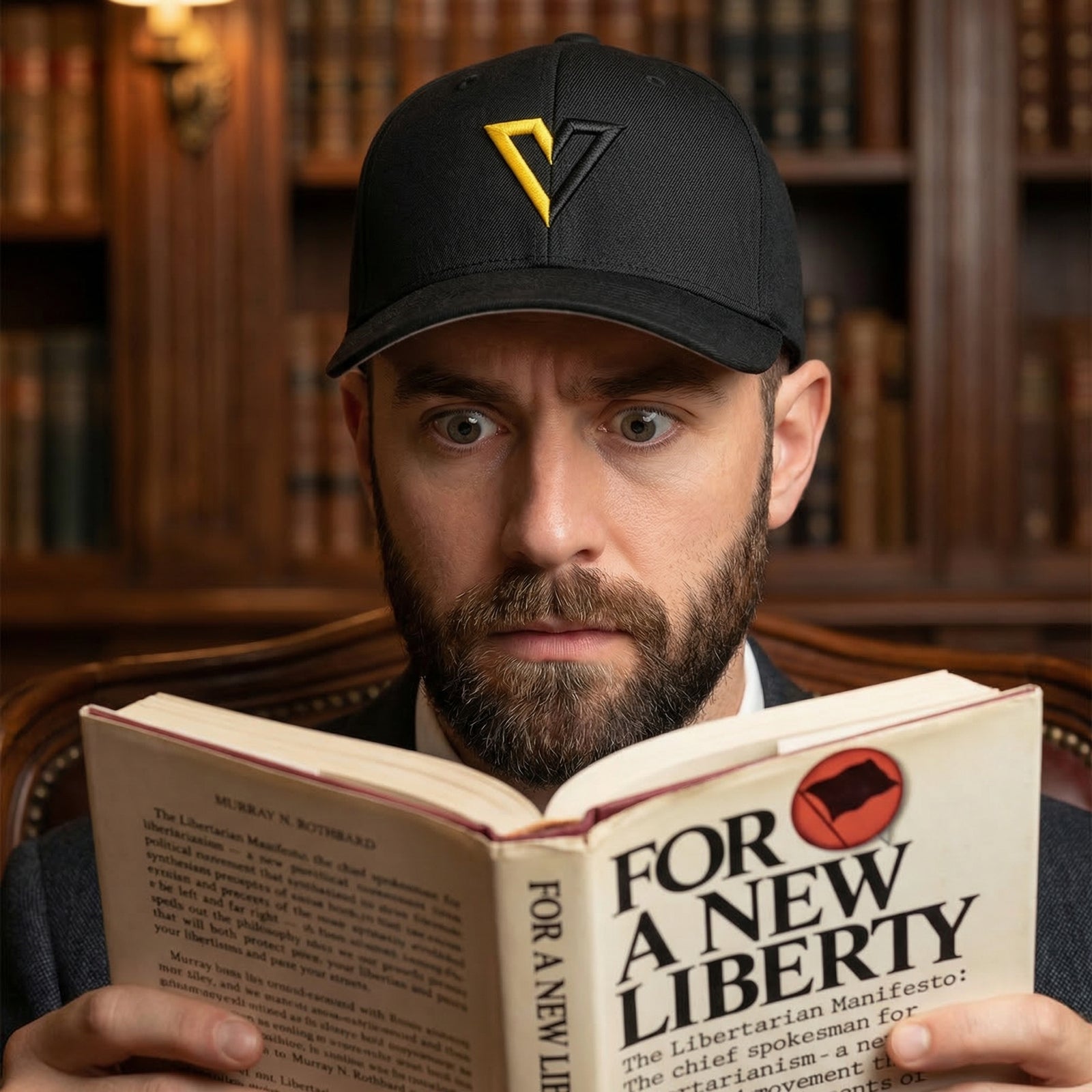 Voluntaryist V 3D Embroidered Flexfit Fitted Cap