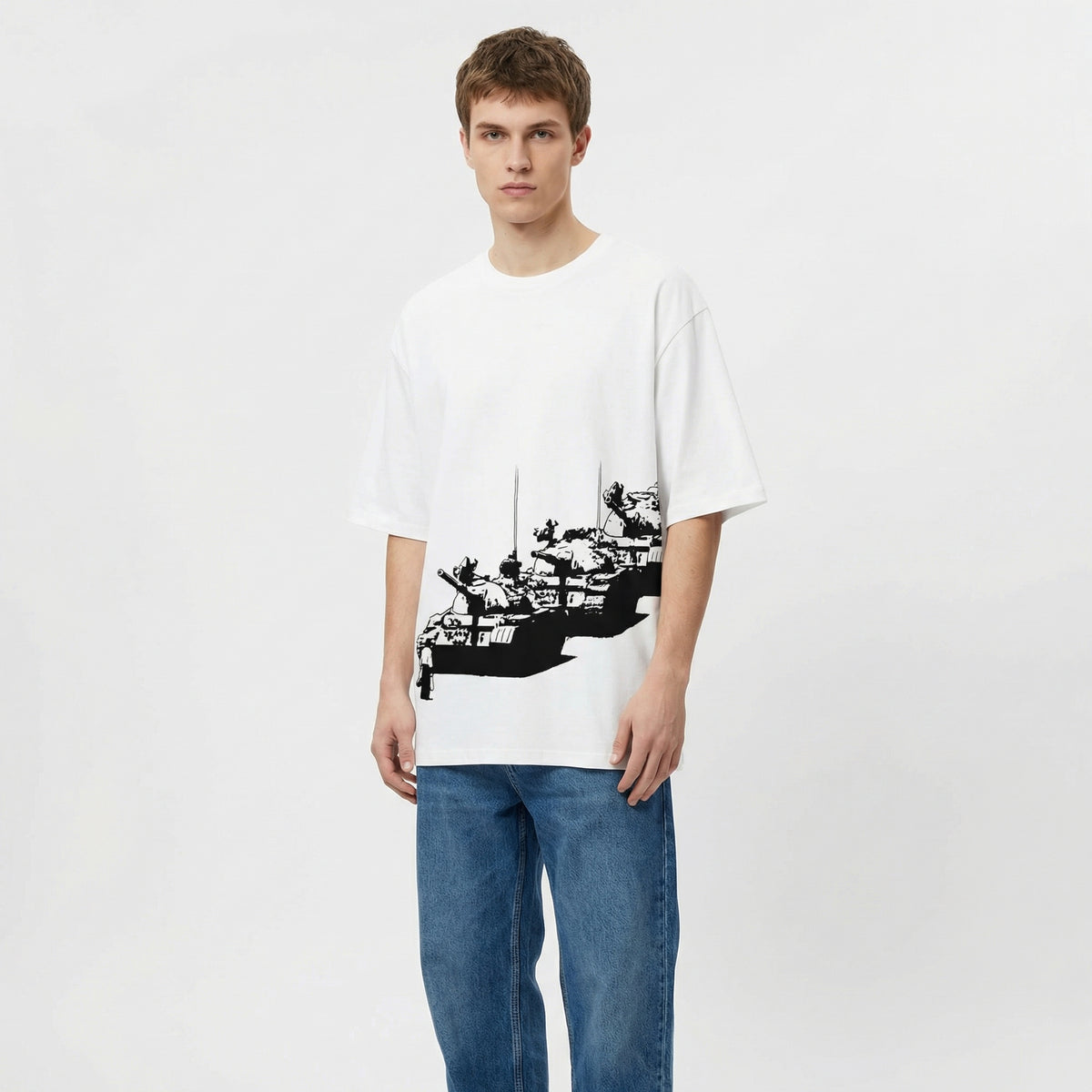 Tiananmen Tank Man Oversized Maximalist Graphic Tee