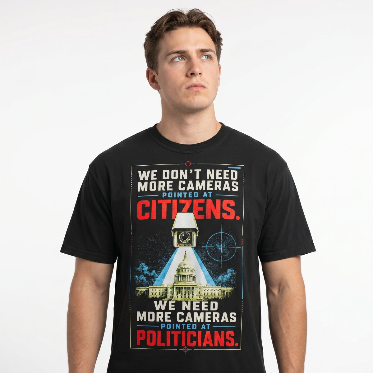 Cameras Pointed at Politicians Heavyweight Graphic Tee