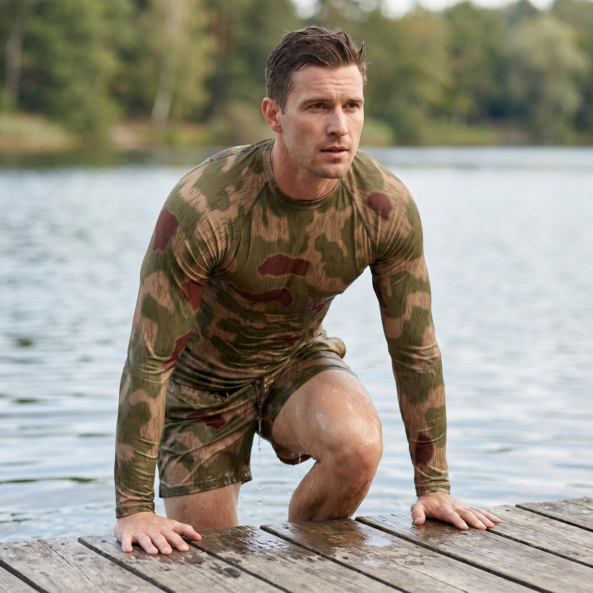 Sumpftarnmuster Swamp Camouflage Men's Rash Guard