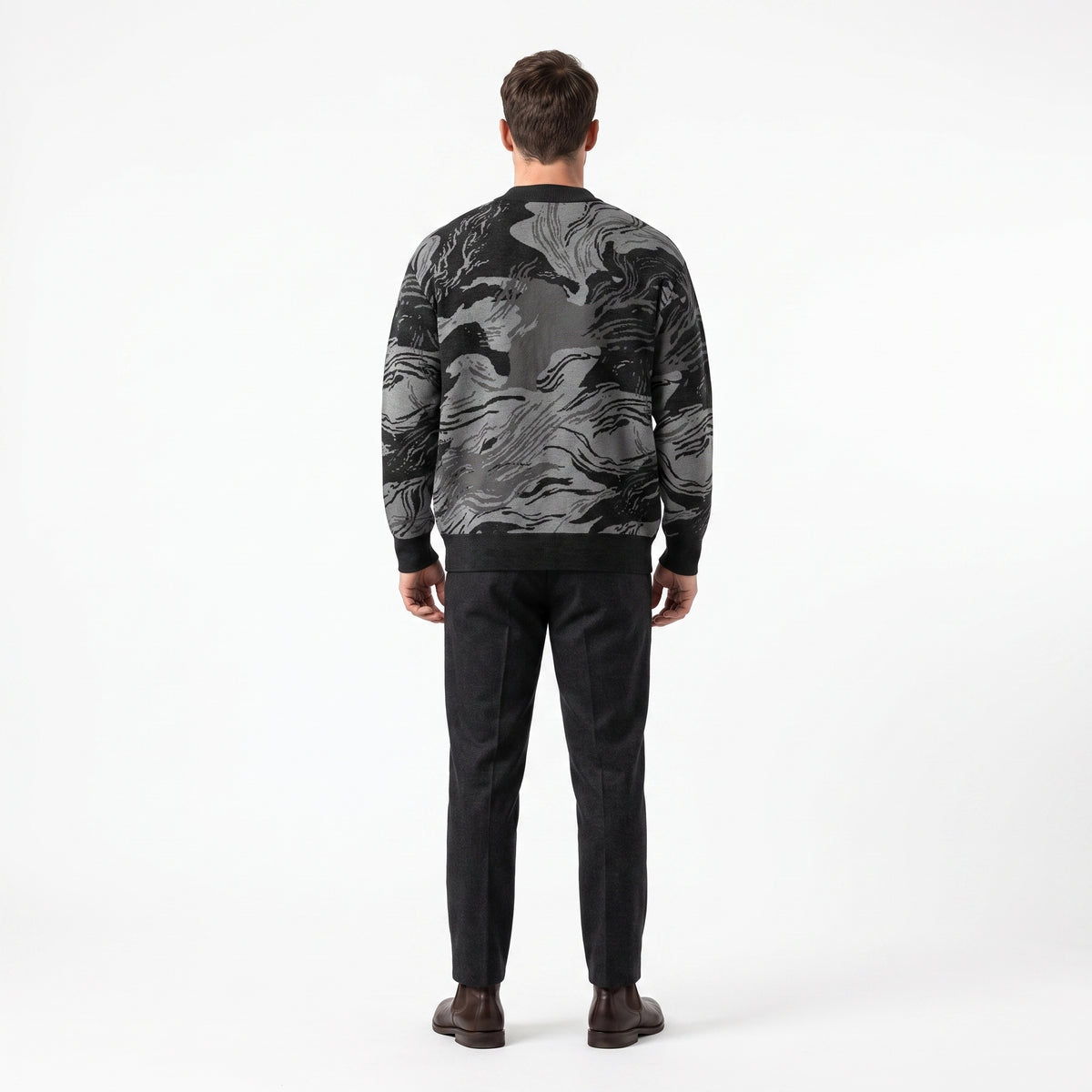 Rhodesian Brushstroke Grey Knitted Cardigan