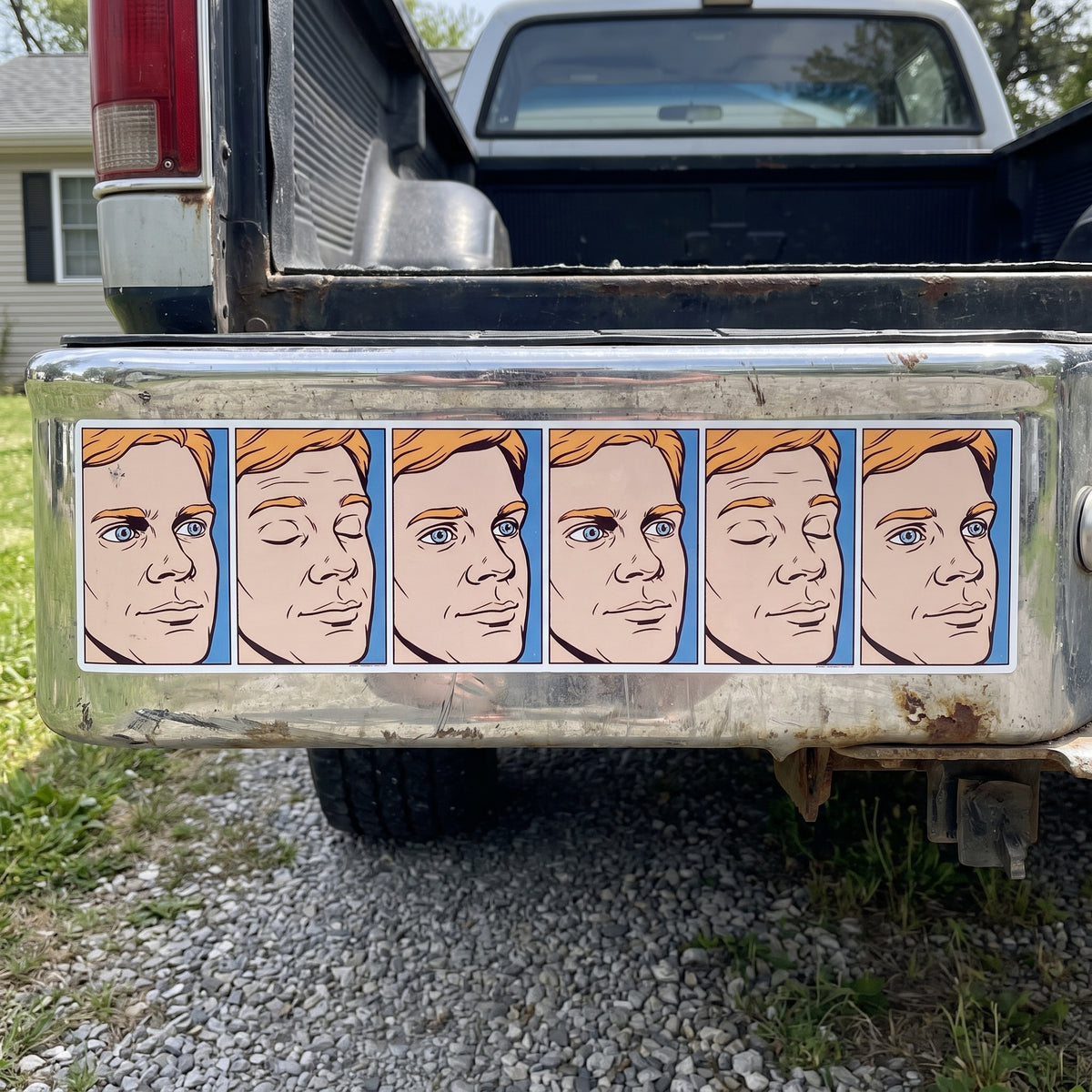 Blinking White Guy Jumbo Bumper Sticker