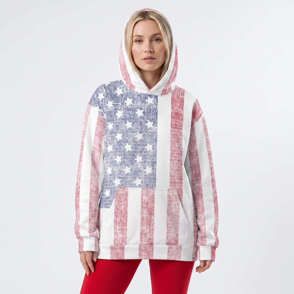 Declaration 250 Oversized American Flag Cotton Hoodie by Liberty Maniacs