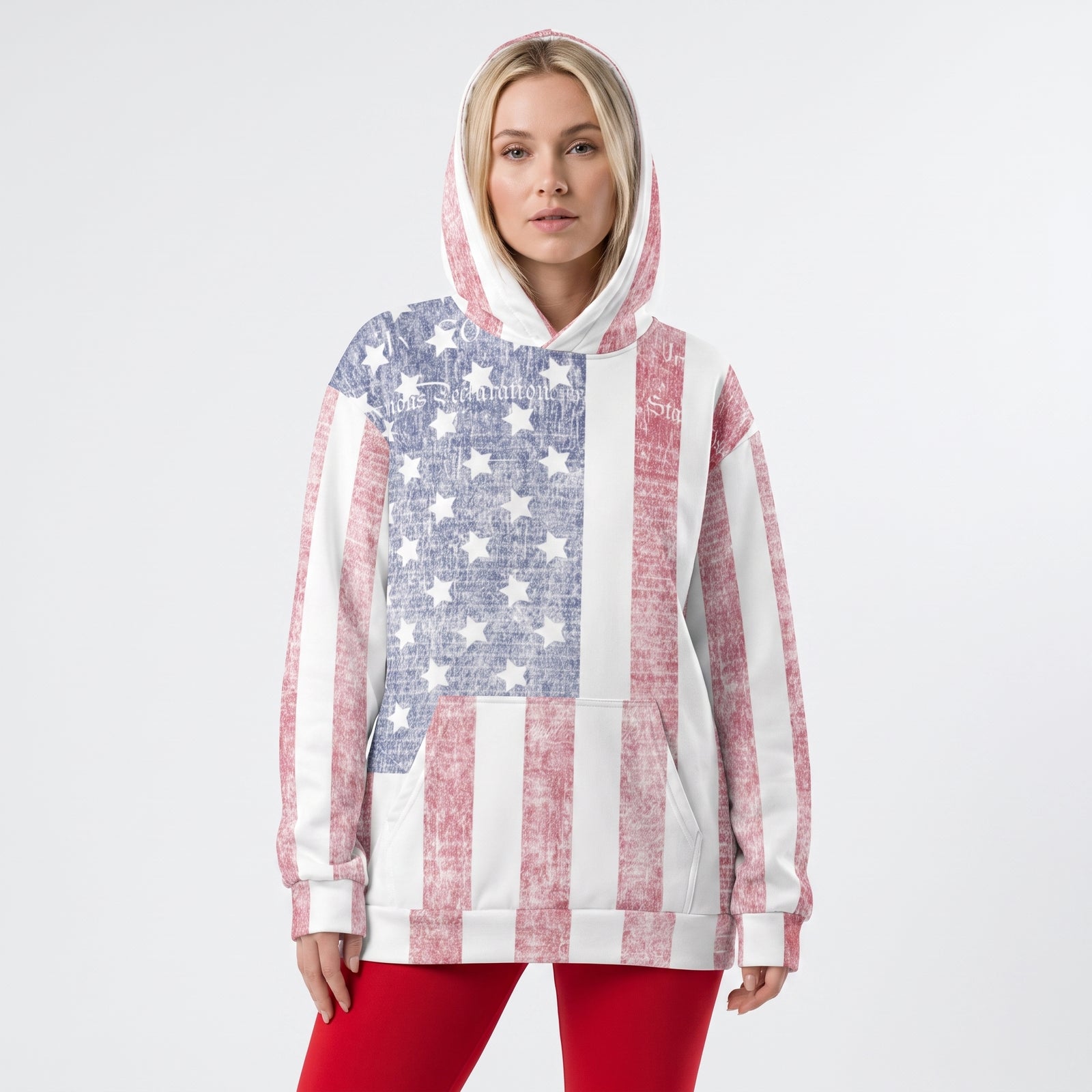 Declaration 250 Oversized American Flag Cotton Hoodie by Liberty Maniacs