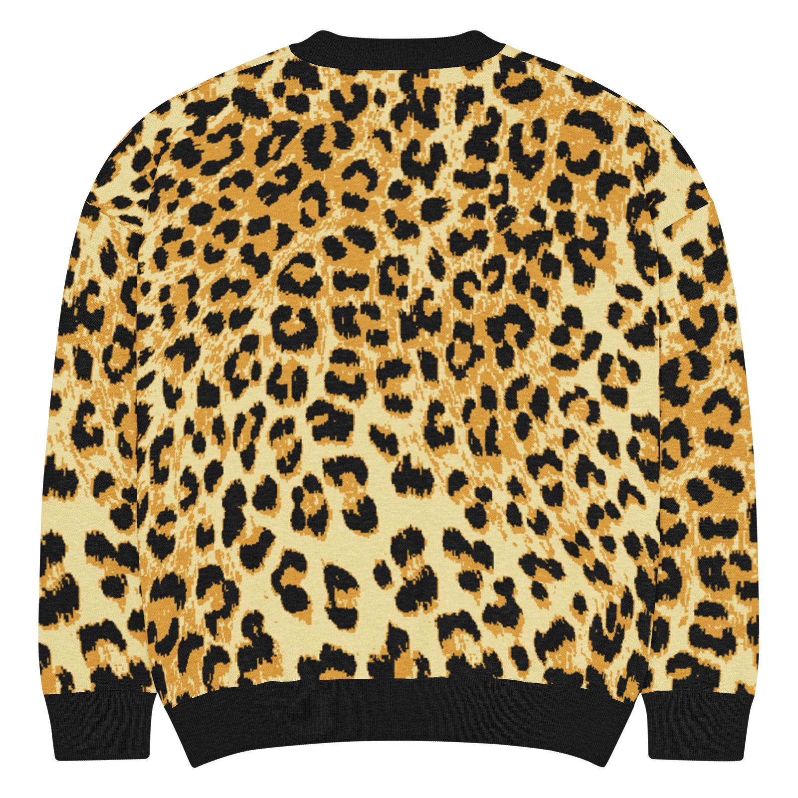 Leopard print sweater on a white background