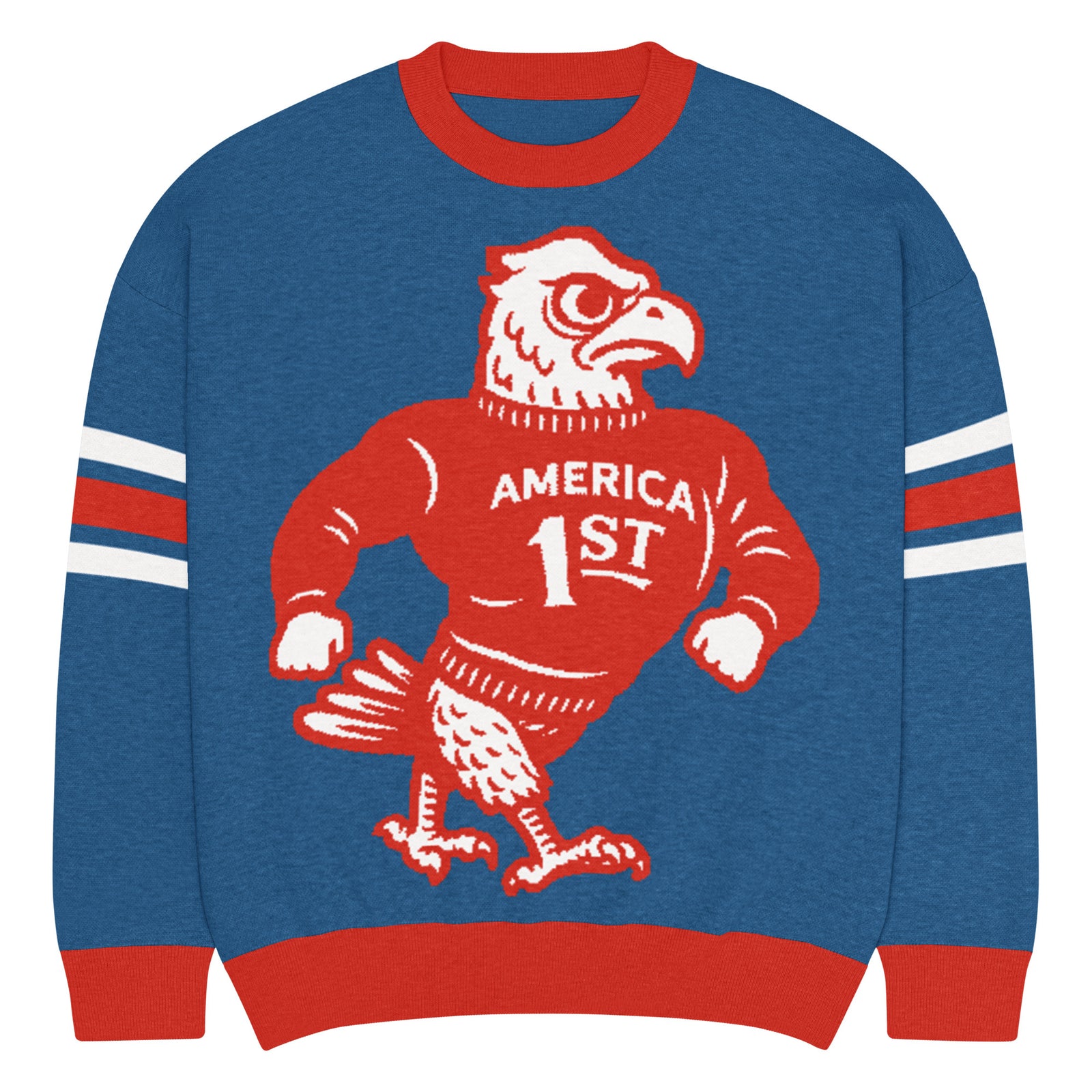 America First Eaggle Relaxed Fit Knitted Crew Neck Sweater