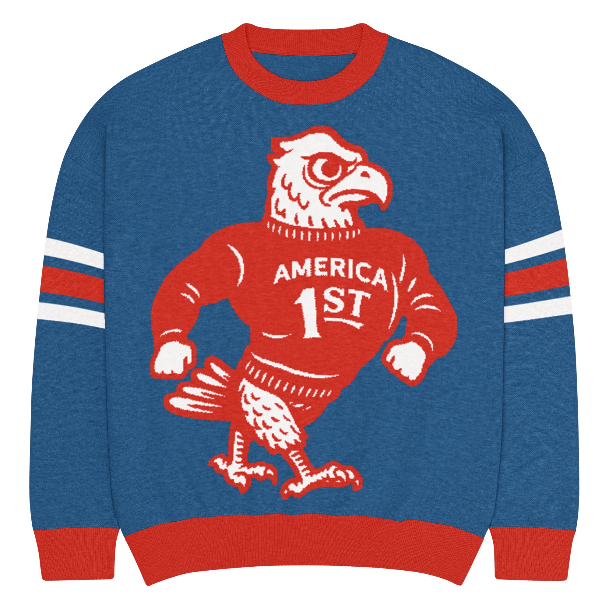 America First Eaggle Relaxed Fit Knitted Crew Neck Sweater