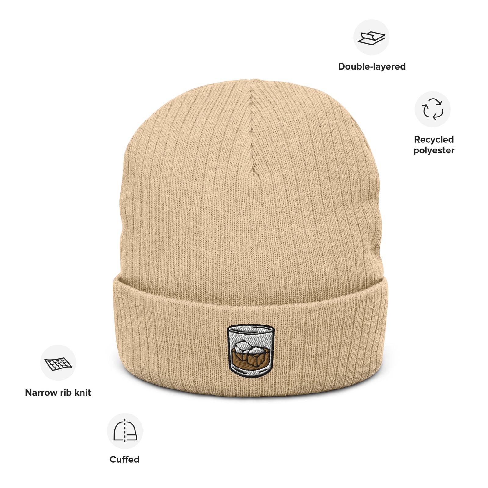 Drinking Cap Ribbed Knit Beanie
