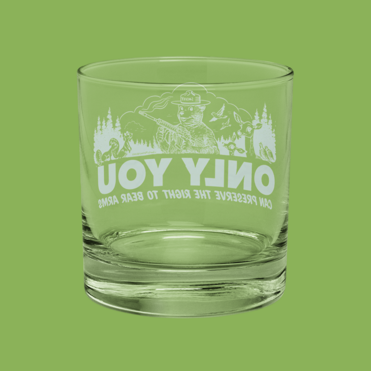 Only You Can Preserve the Right To Bear Arms Retro Smokey Rocks glass