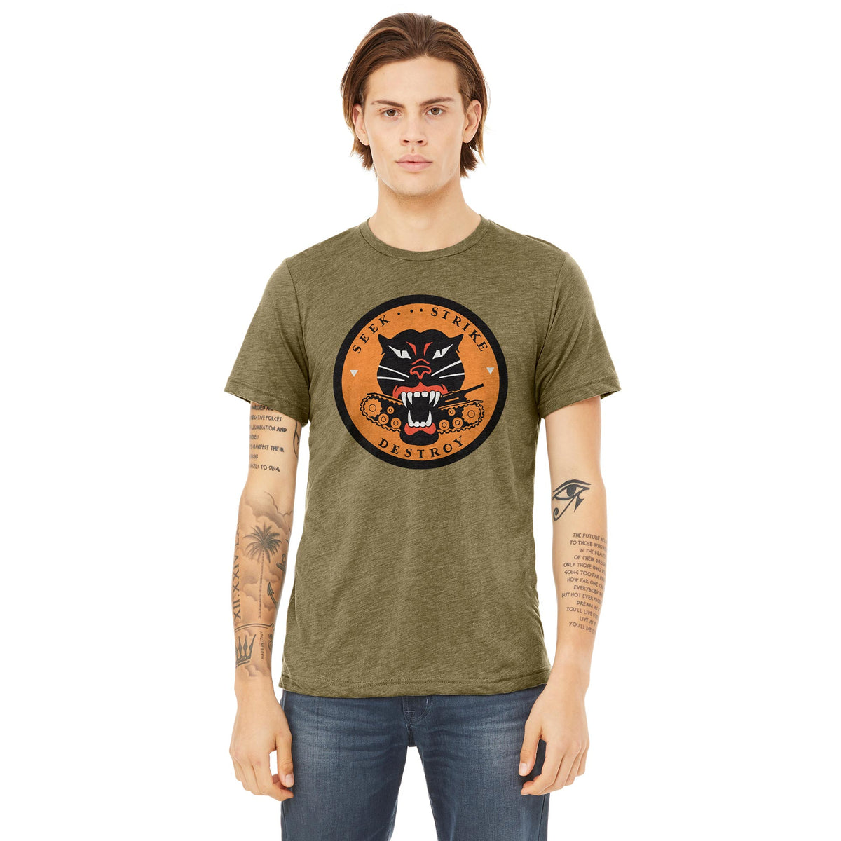 Seek Strike and Destroy WW2 Tank Destroyer Tri-Blend T-Shirt