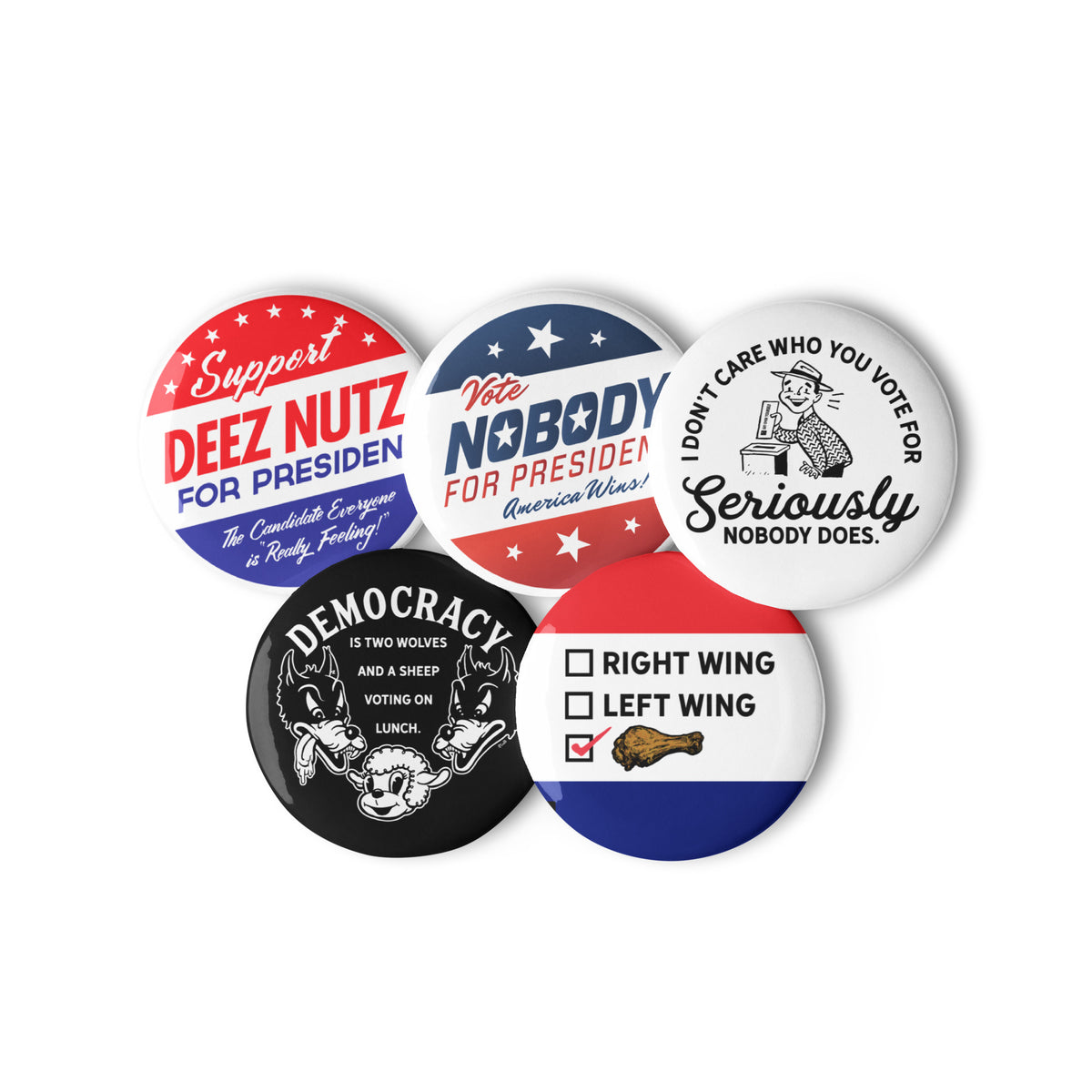 Election Humor Set 1 Pinback Buttons
