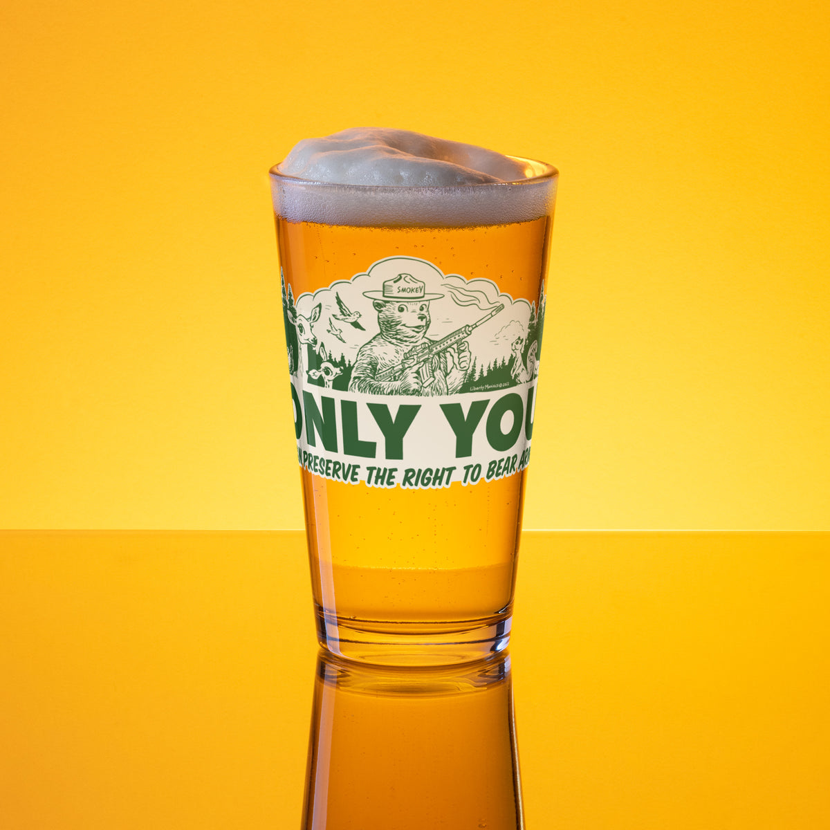 Only You Can Preserve the Right To Bear Arms Retro Smokey Pint Glass