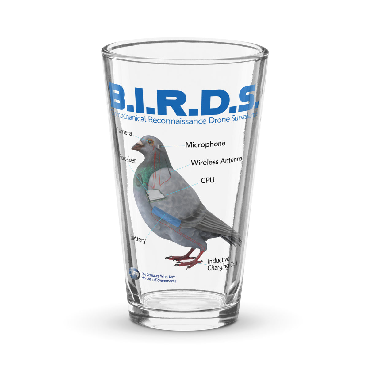 B.I.R.D.S. Biomechanical Reconnaissance Drone Surveillance Pint Glass