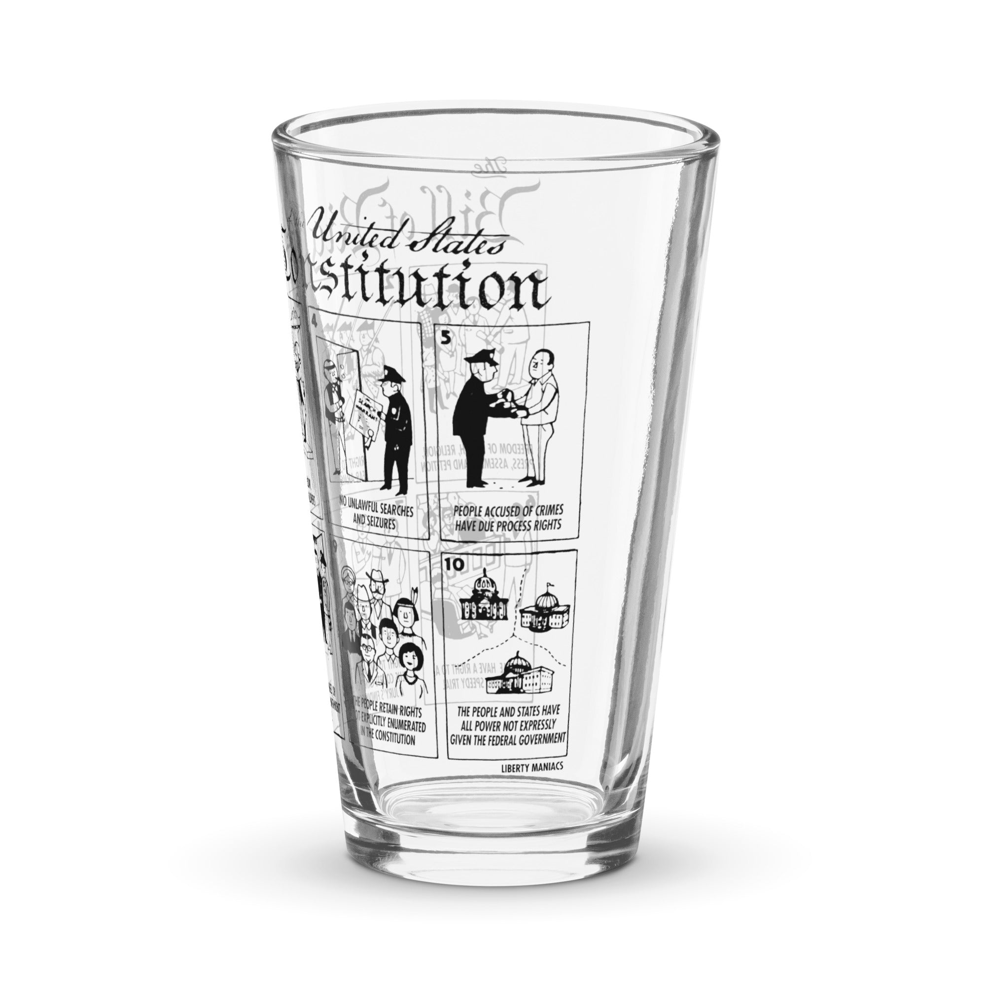 The Illustrated Bill of Rights Pint Glass - Liberty Maniacs