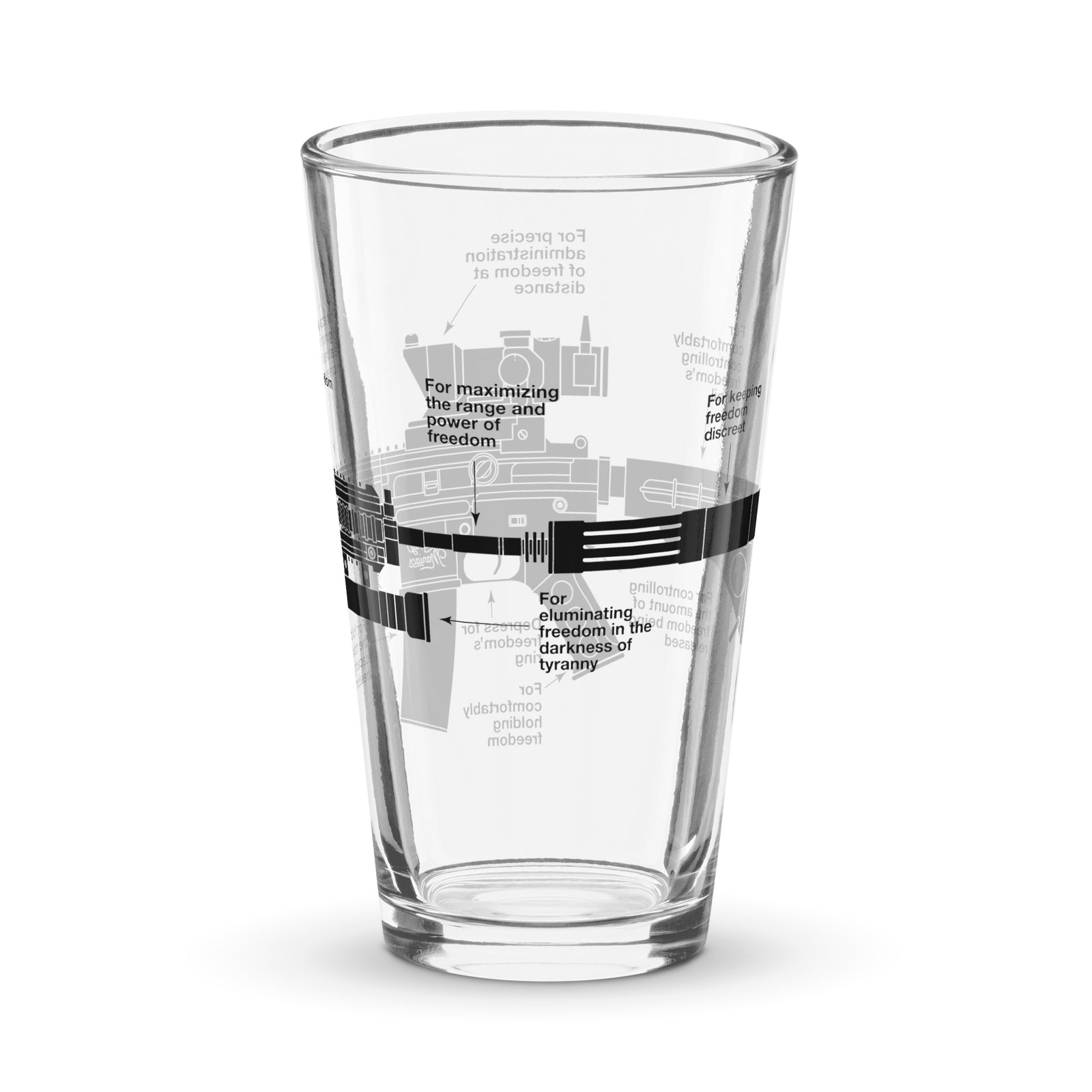 Components of Freedom Carbine Schematic Pint Glass