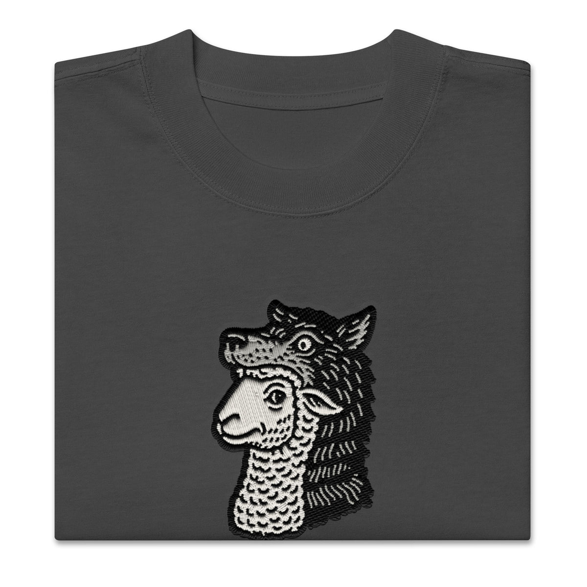 Sheep In Wolves Clothing Embroidered Oversized Faded T-shirt