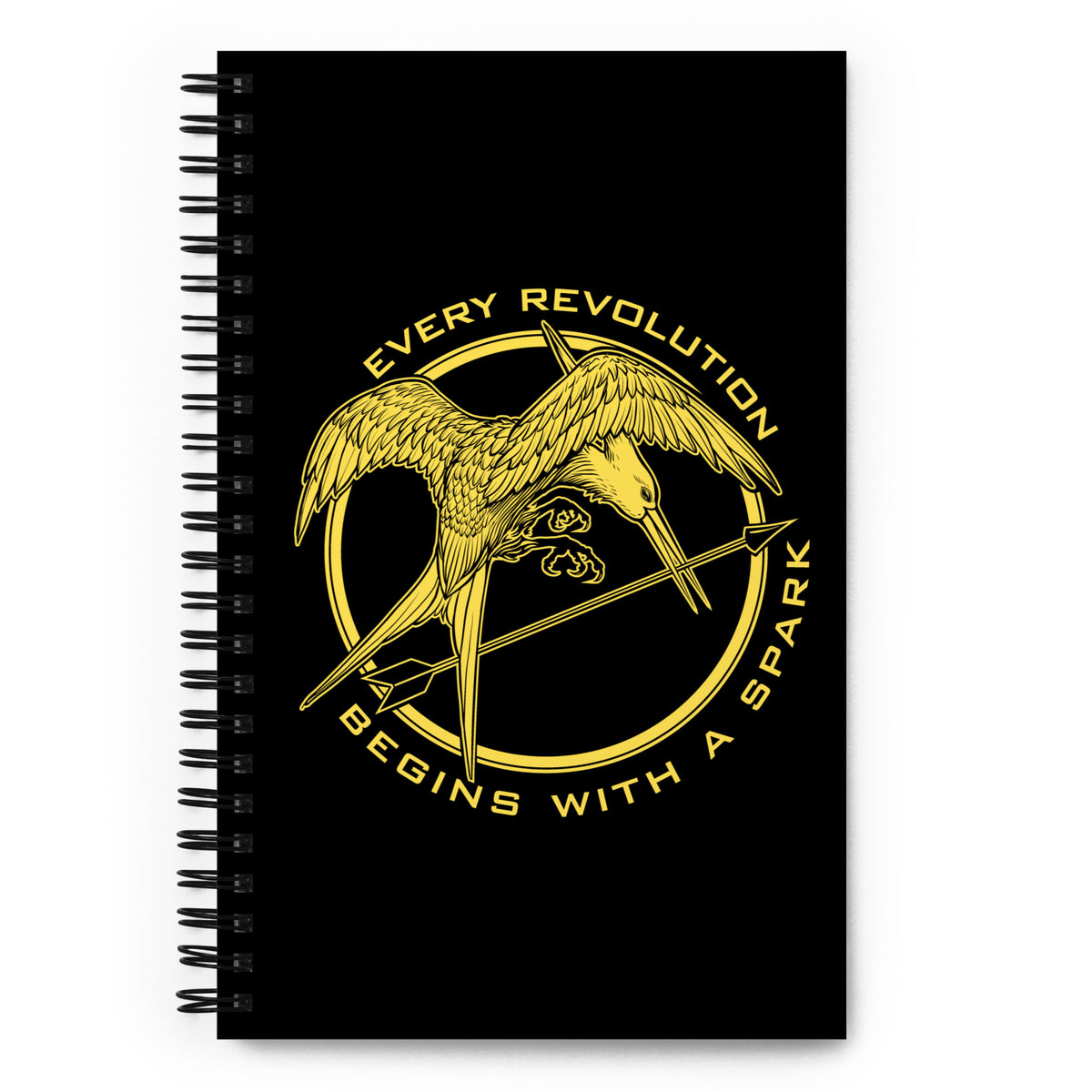 Mokingjay Every Revolution Begins with a Spark Spiral Notebook