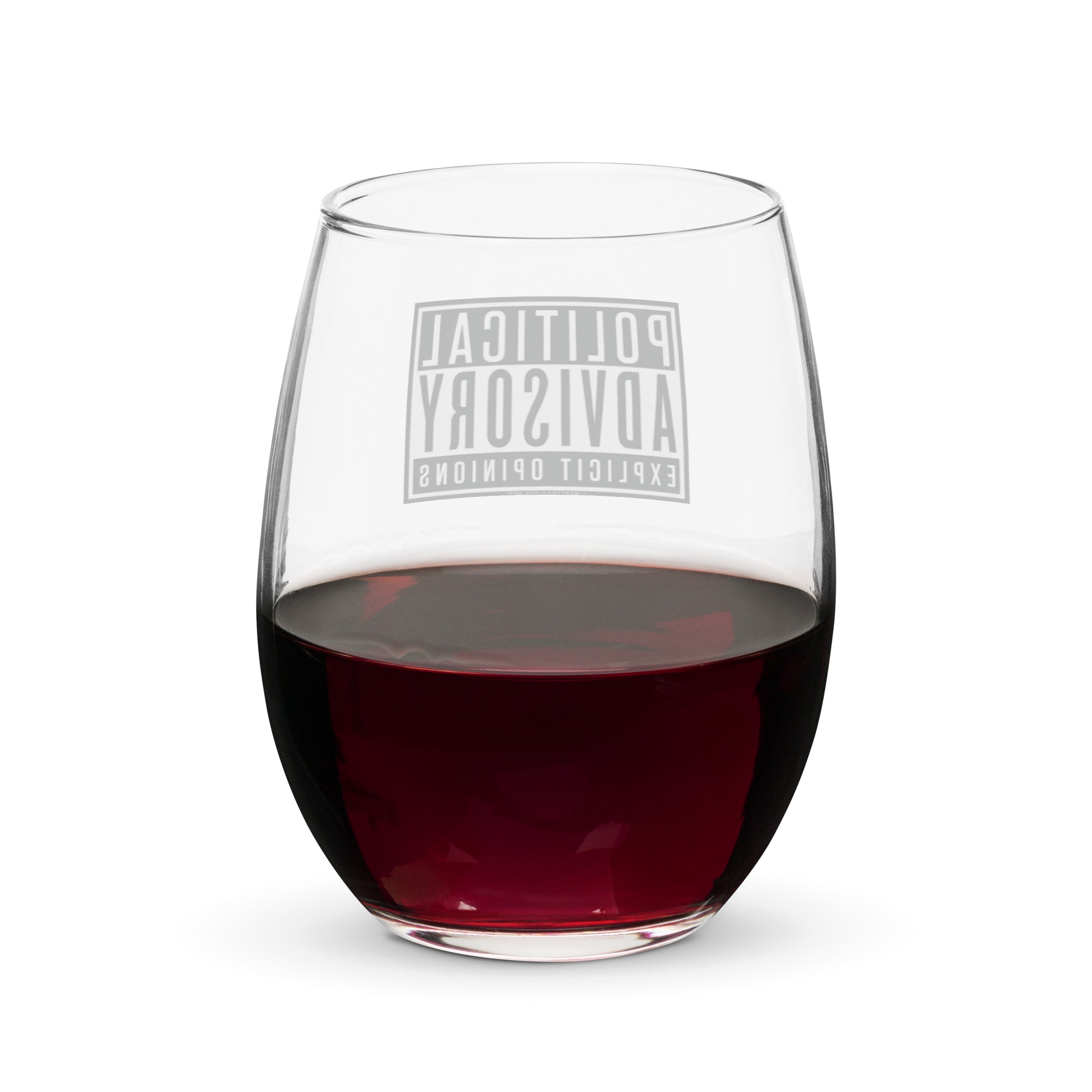 Political Advisory Stemless Wine Glass