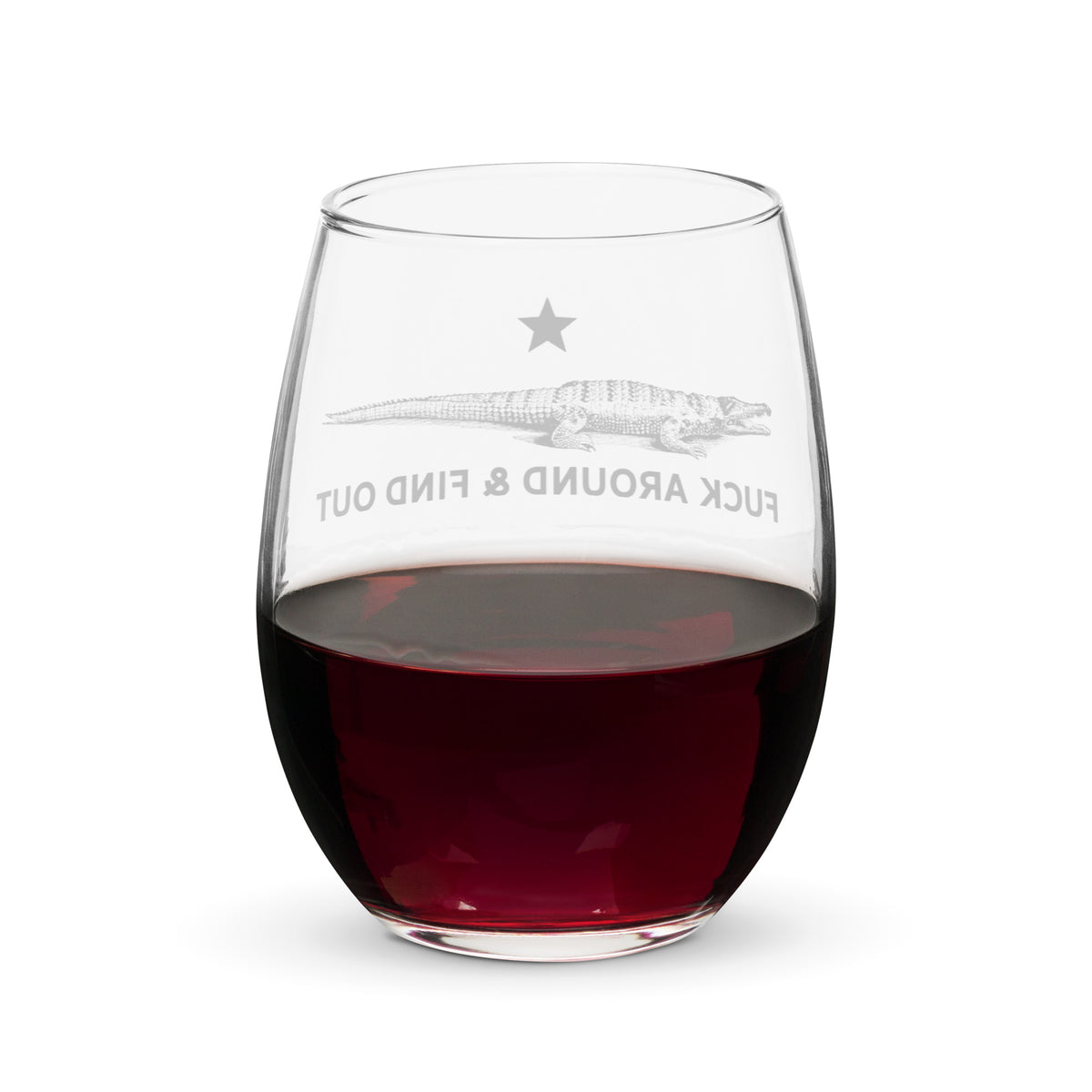 F Around and Find Out Alligator Stemless Wine Glass