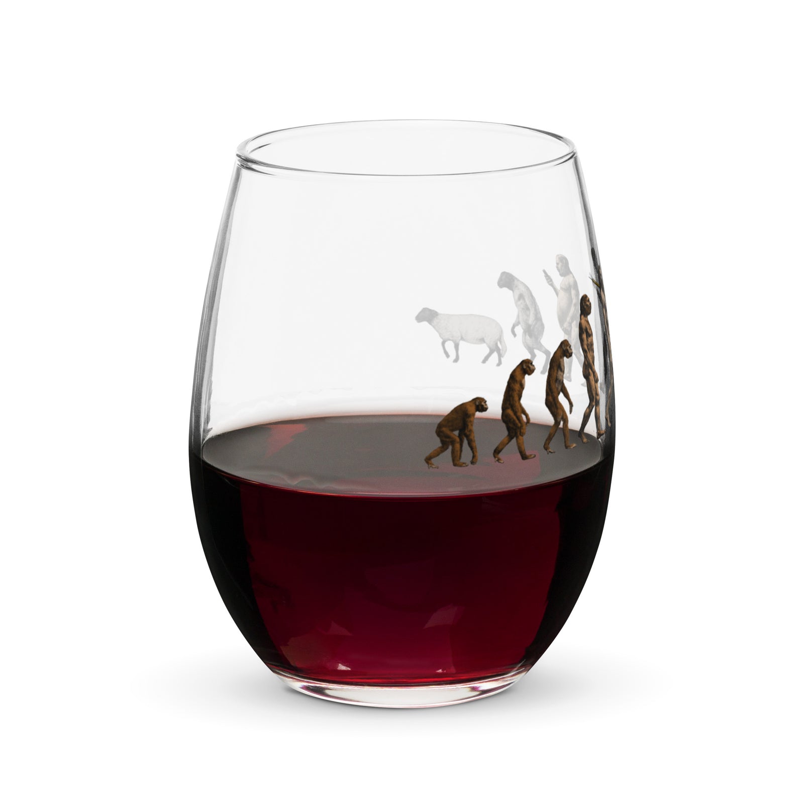 March of Devolution Sheeple Stemless Wine Glass