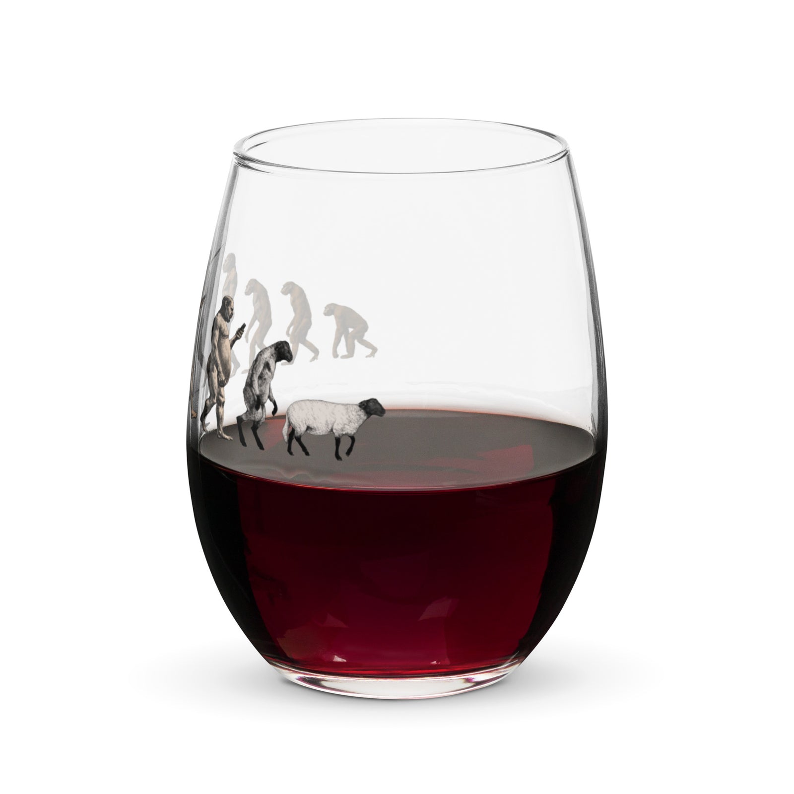 March of Devolution Sheeple Stemless Wine Glass
