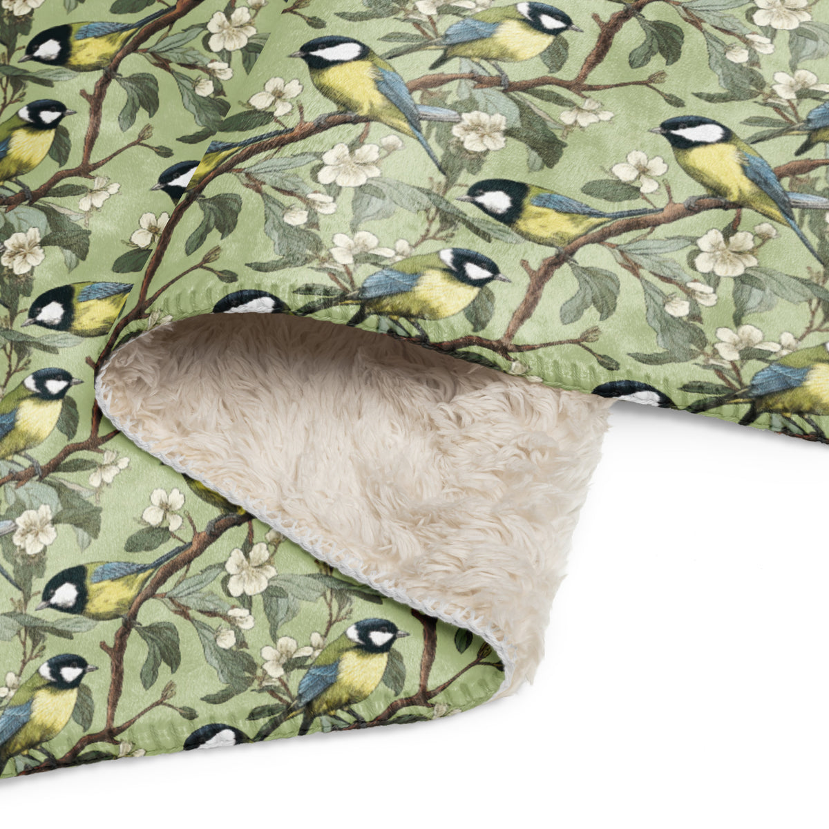 Pair of Great Tits Sherpa Blanket