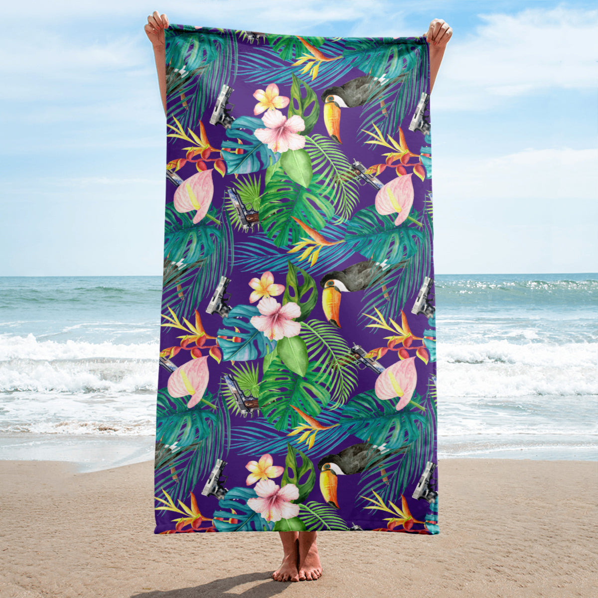 Hibiscus Bang Bang Sunset Hawaiian Beach Towel