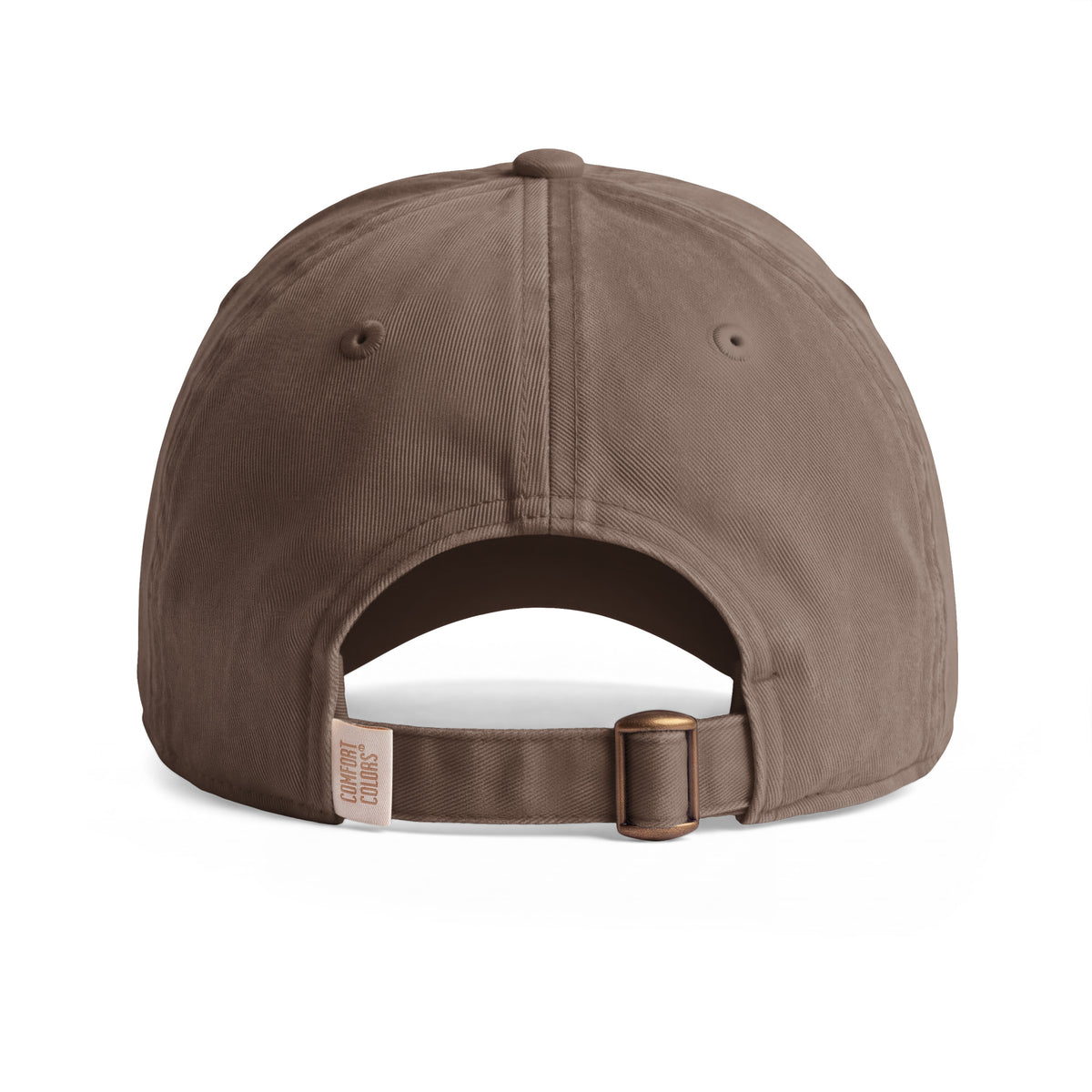 Bison sunwashed cotton cap in Espresso, rear view showing the adjustable fabric strap and metal slider