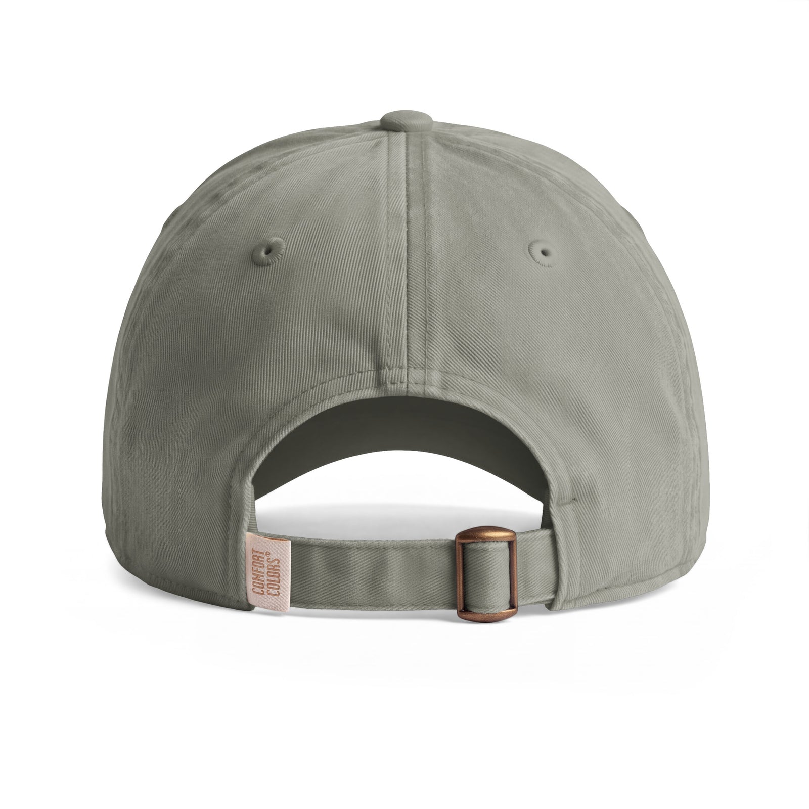 Bison sunwashed cotton cap in Sandstone, rear view showing the adjustable fabric strap and metal slider
