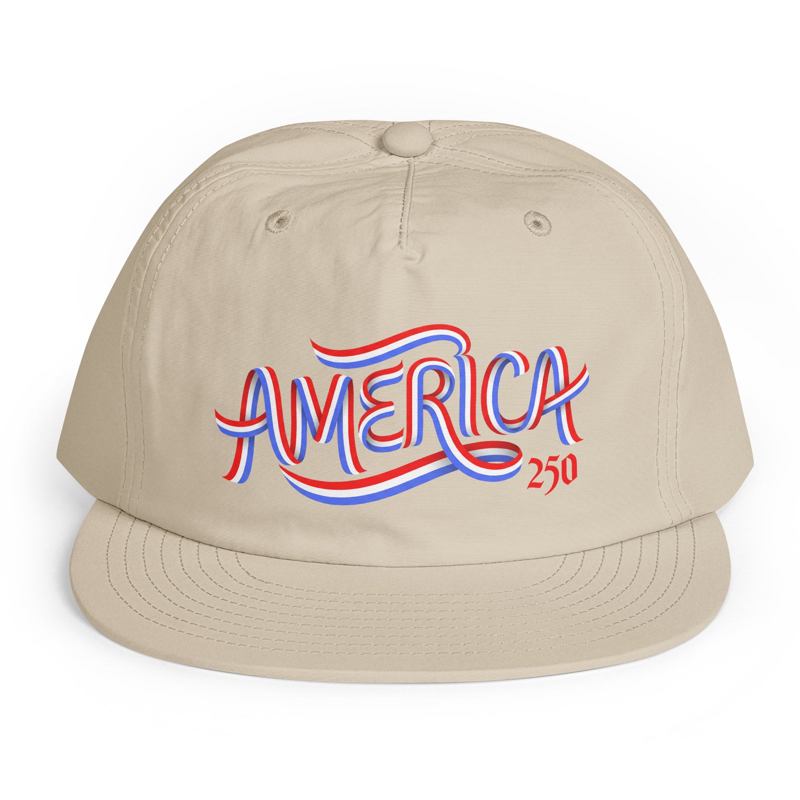 America 250 Surf Cap in ecru, front view patriotic quick-dry snapback hat