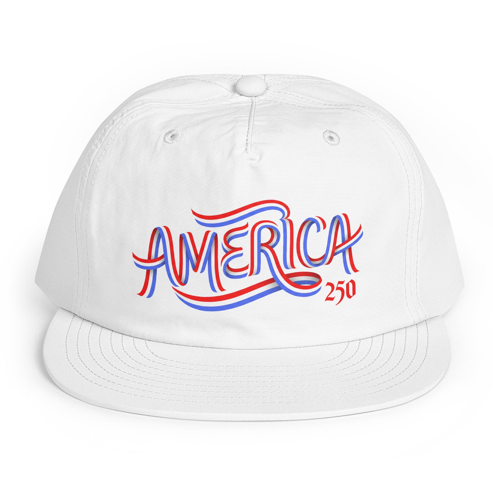America 250 Surf Cap in white, front view patriotic quick-dry snapback hat