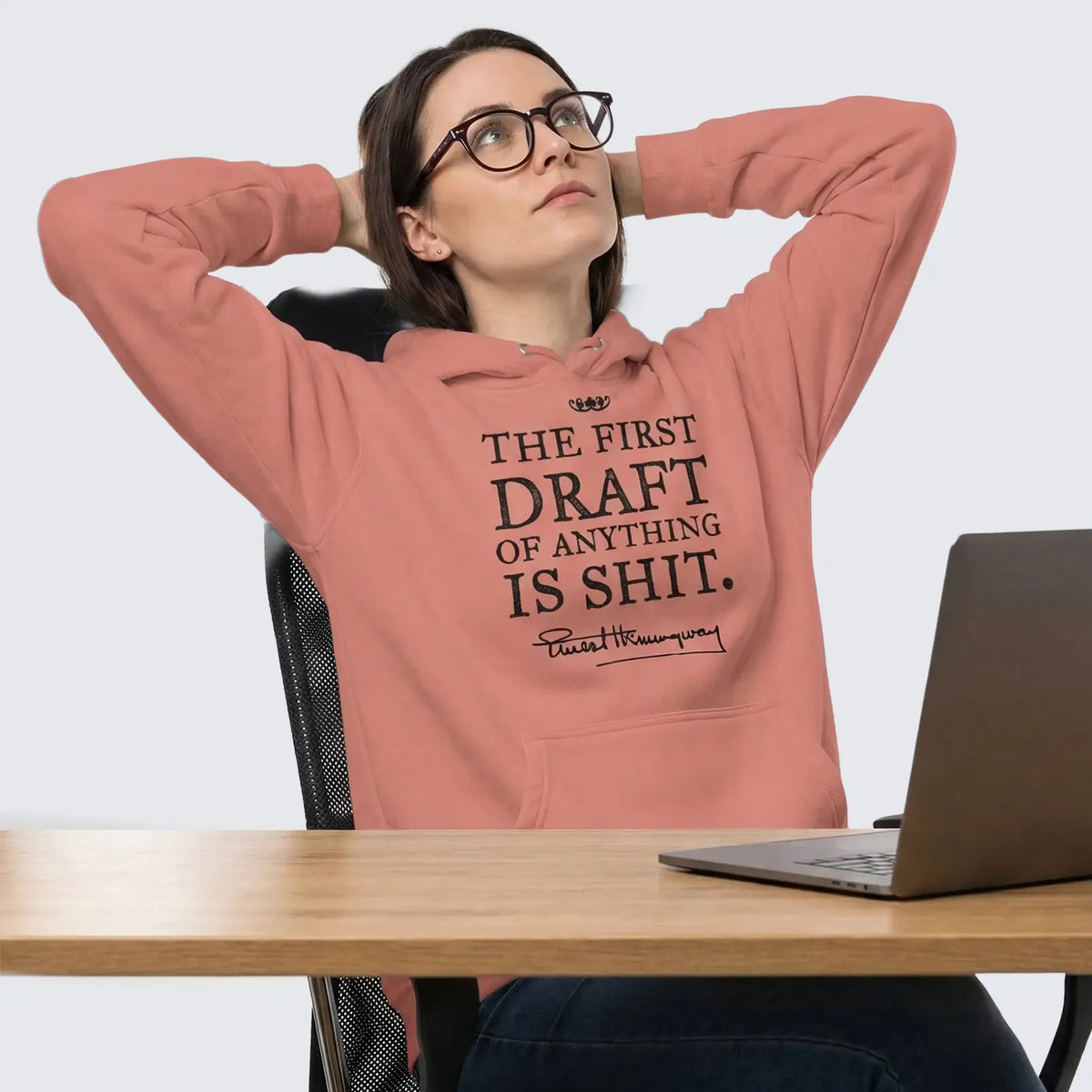 Ernest Hemingway First Draft Quote Pullover Hoodie